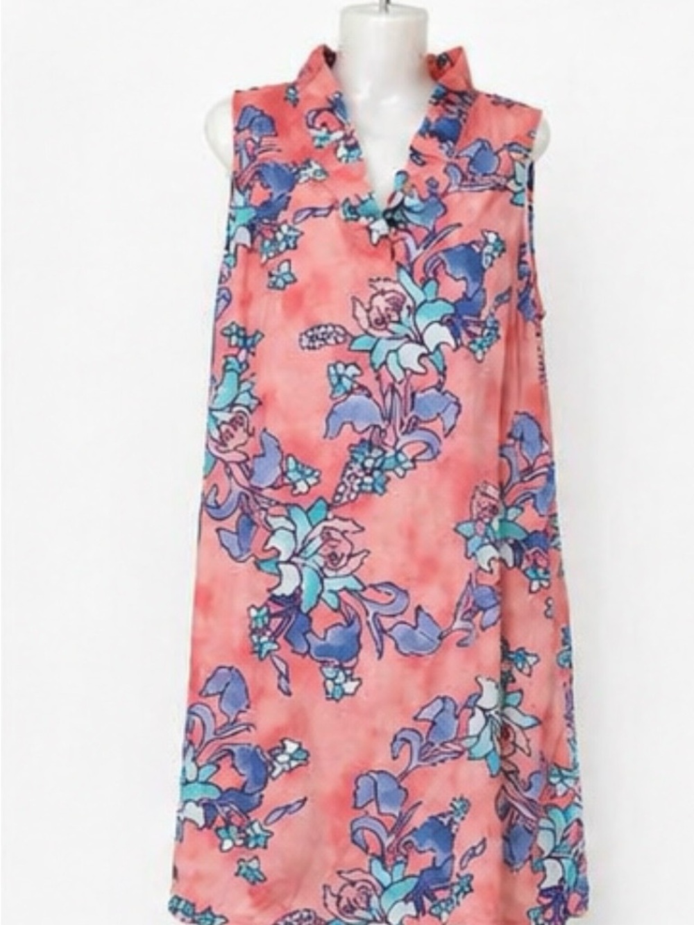 Crown & Ivy Coral Floral Midi Dress Sz-L
